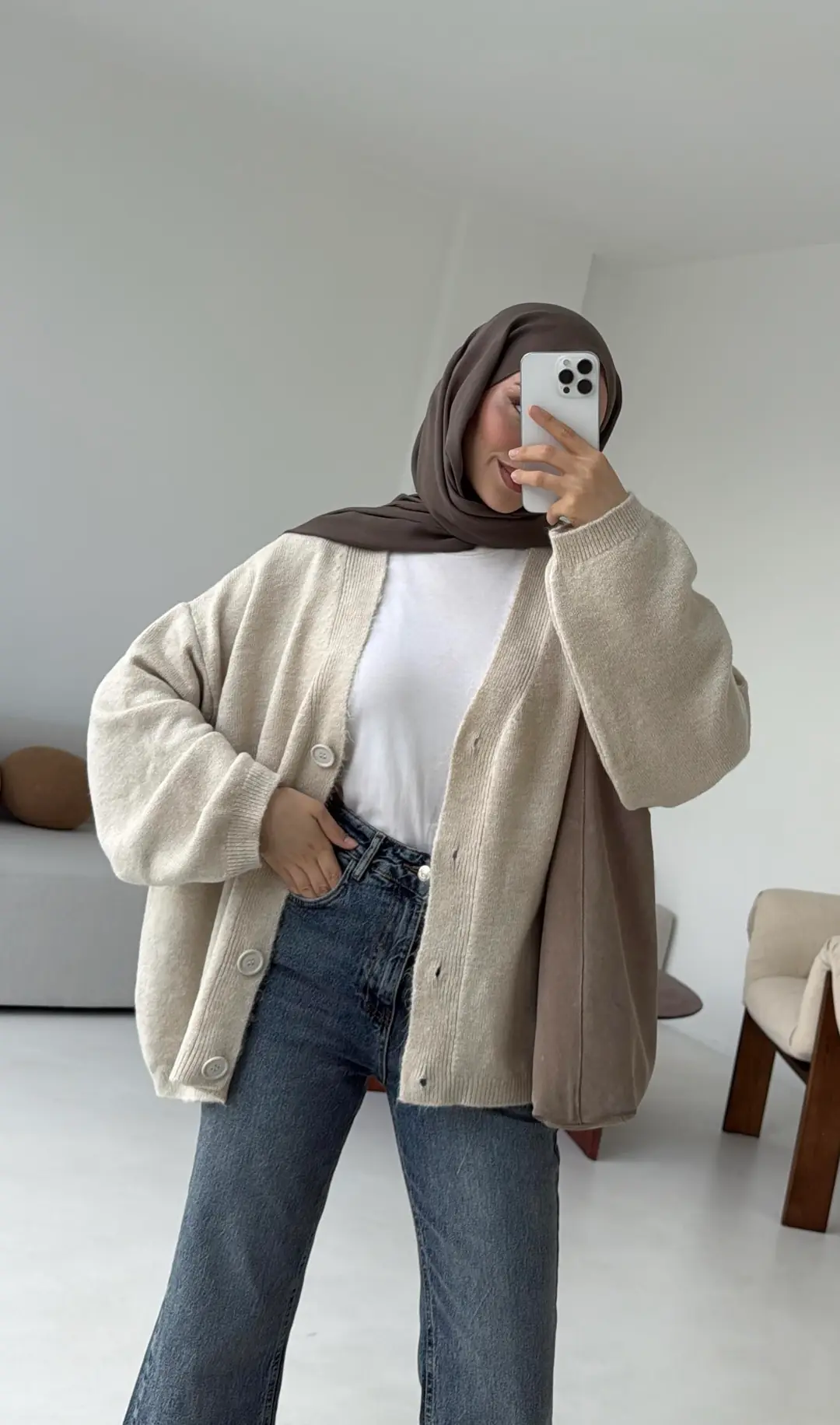 Oversize Yünlü Kazak Taş - Görsel 7