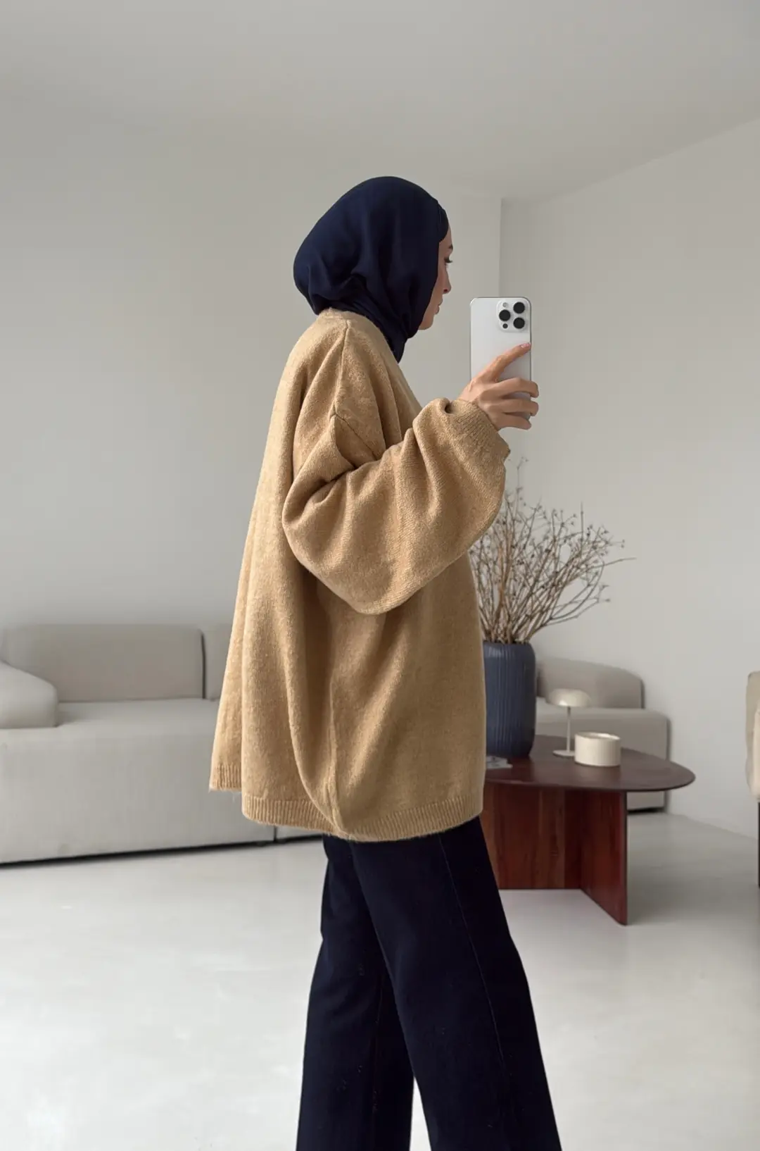 Oversize Yünlü Kazak Vizon - Görsel 2