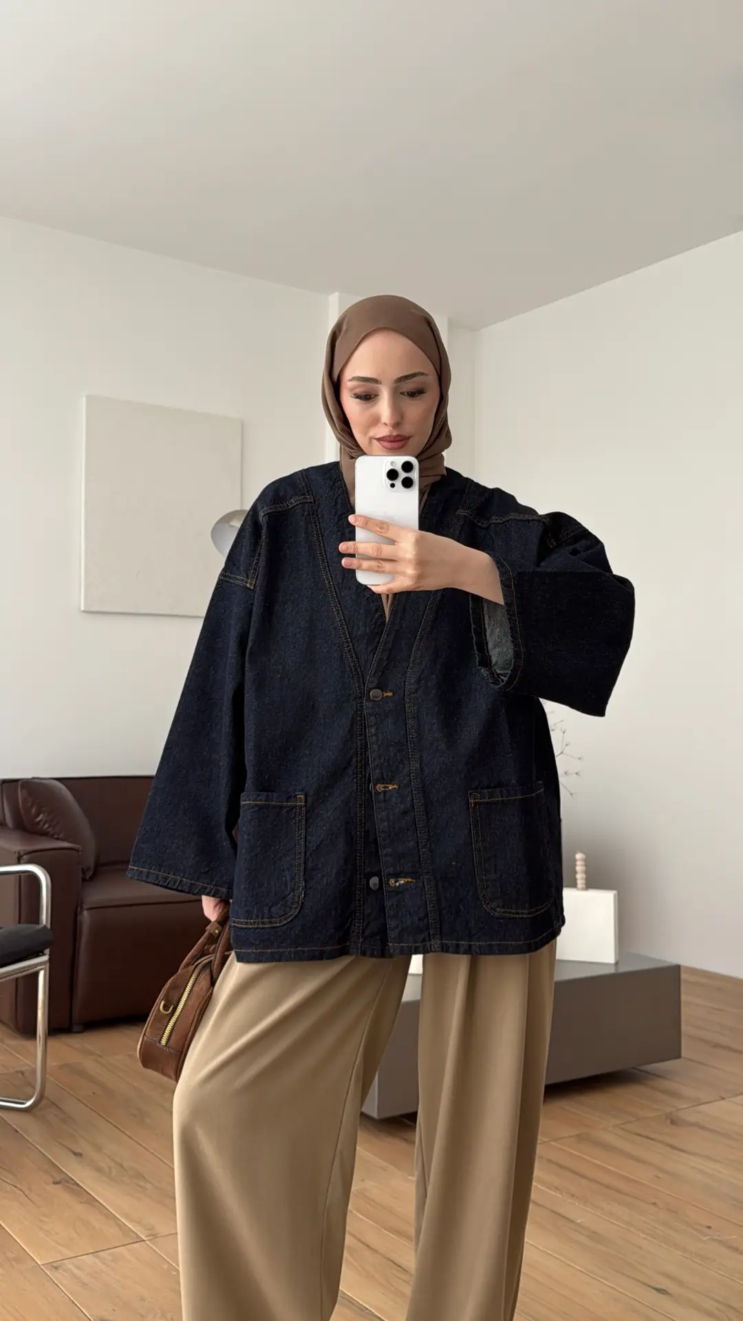 Oversize Wide Denim Ceket - Görsel 7