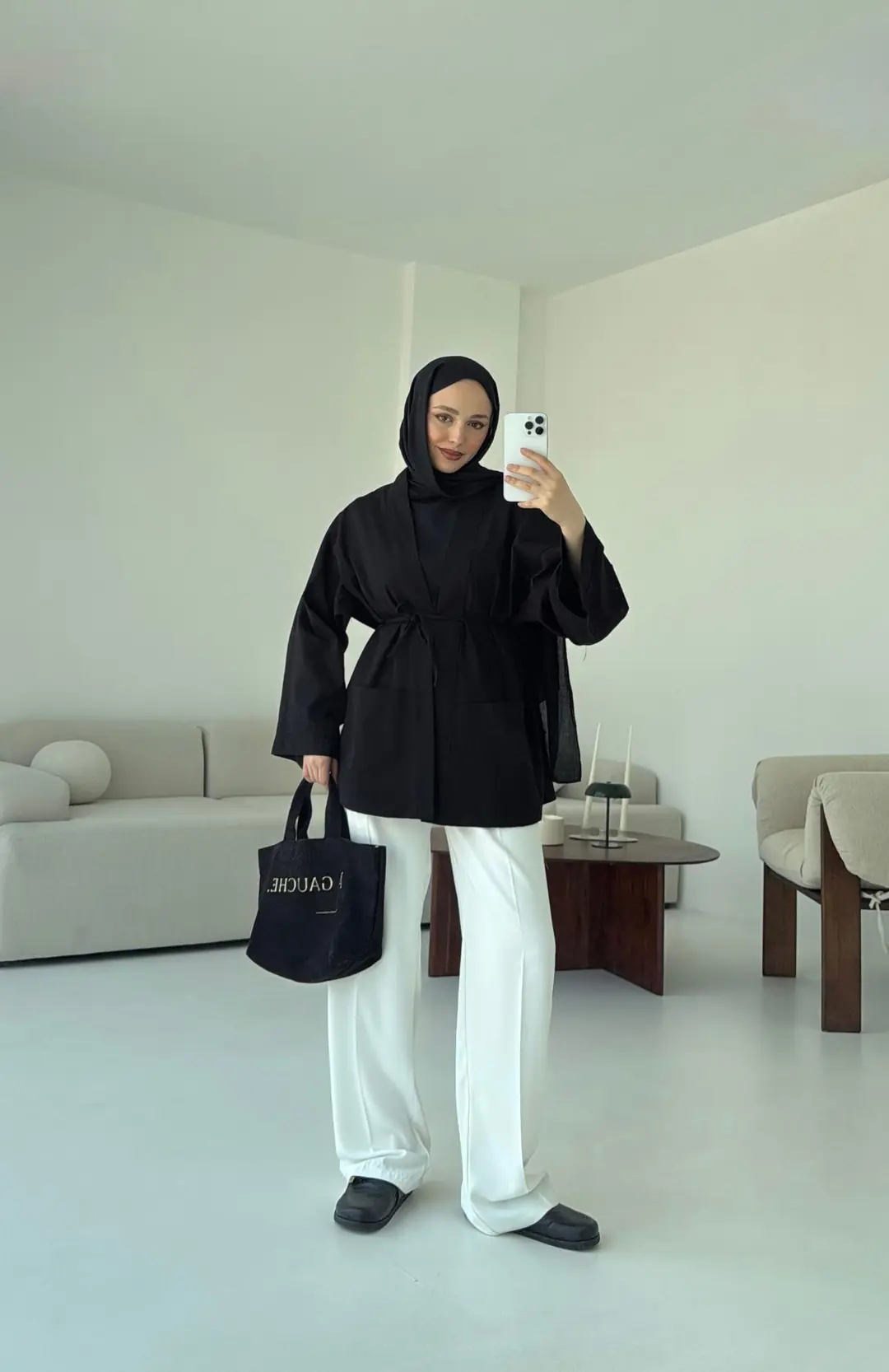 Pamuk Gabardin Kimono Siyah - Görsel 10