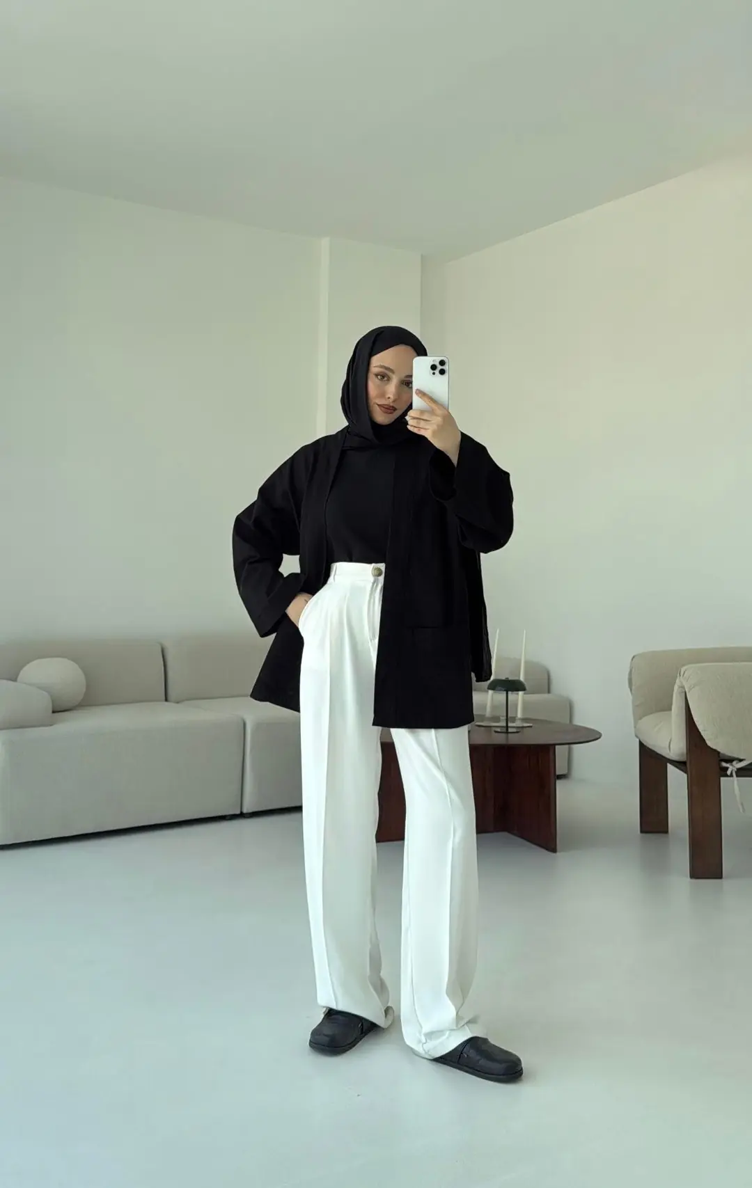 Pamuk Gabardin Kimono Siyah - Görsel 5