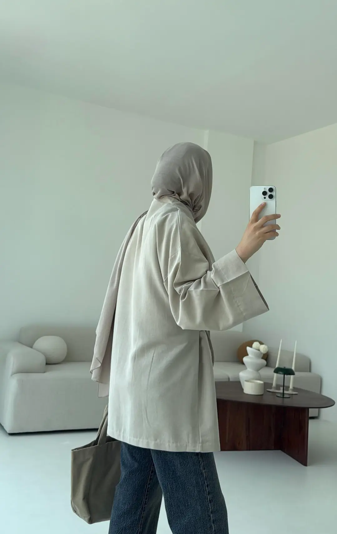 Pamuk Keten Yandan Bağlamalı Kimono Taş - Görsel 5