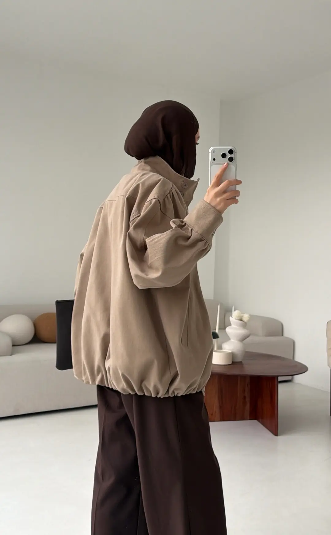 Bomber Gabardin Ceket Bej - Görsel 4