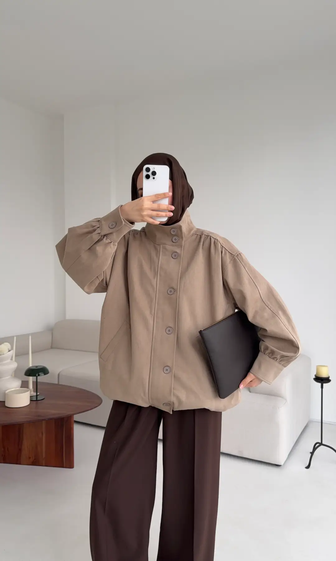 Bomber Gabardin Ceket Bej - Görsel 9