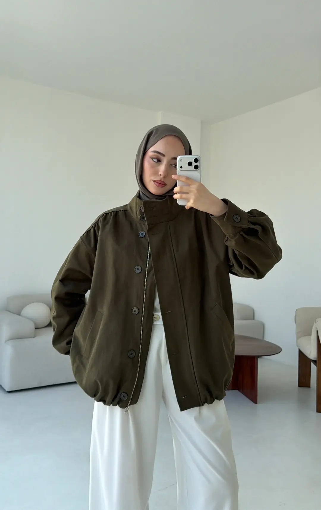 Bomber Gabardin Ceket Haki - Görsel 2