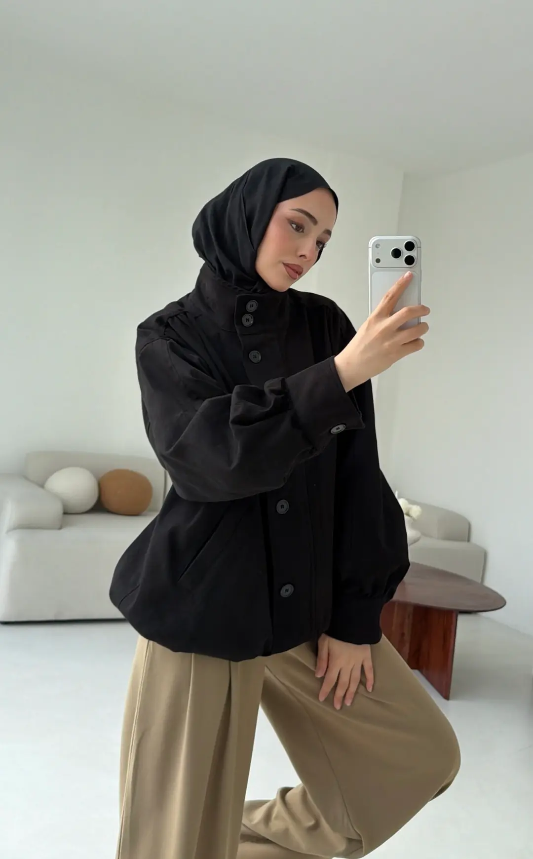 Bomber Gabardin Ceket Siyah - Görsel 8