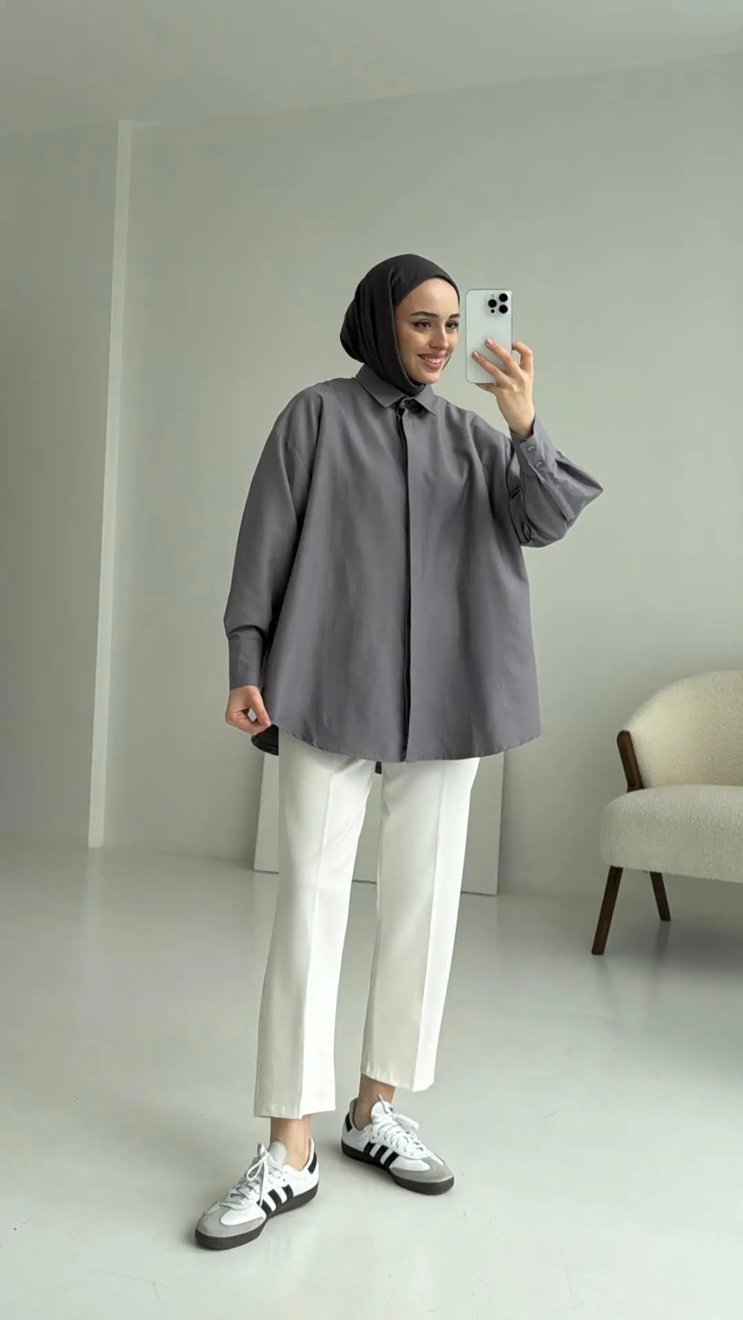 Panda Gömlek Gri - Görsel 2