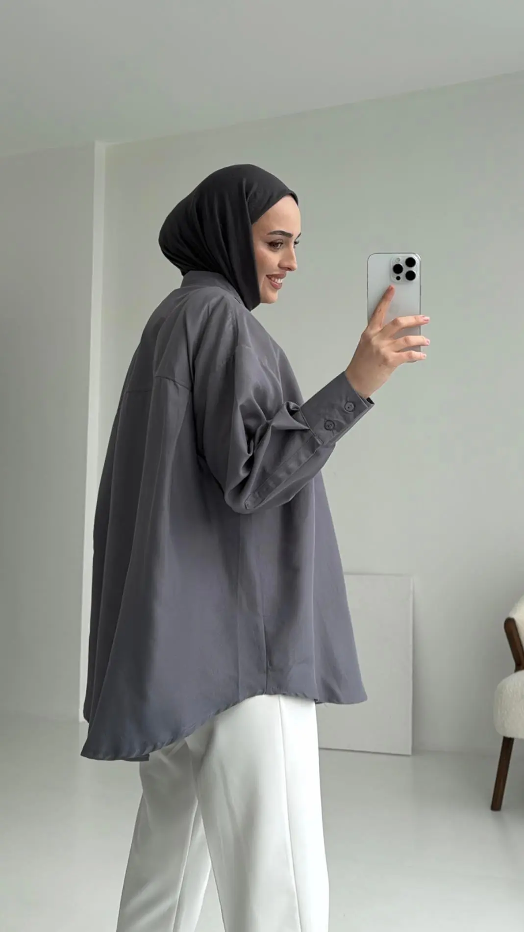 Panda Gömlek Gri - Görsel 4