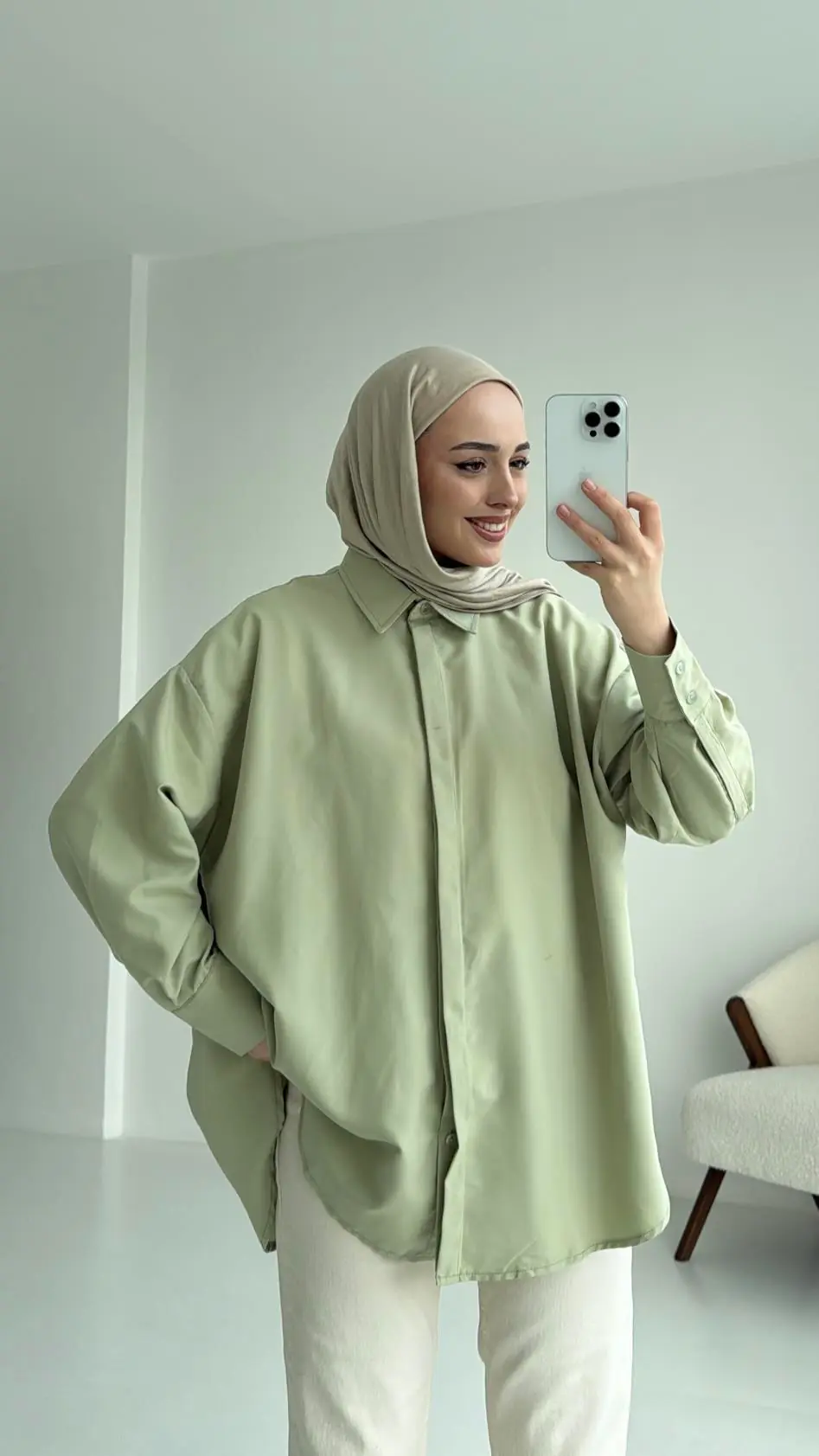 Panda Gömlek Mint - Görsel 4