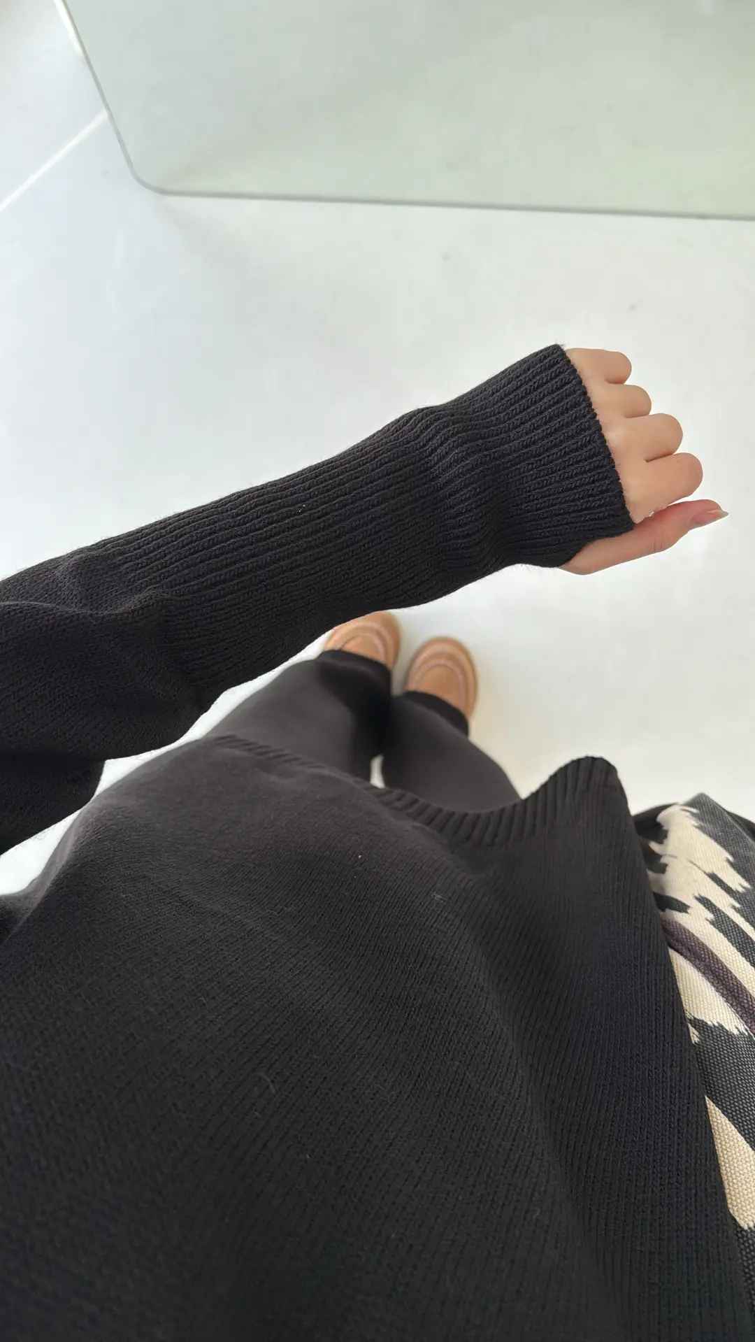 Parmak Geçmeli Triko Takım Siyah - Görsel 4