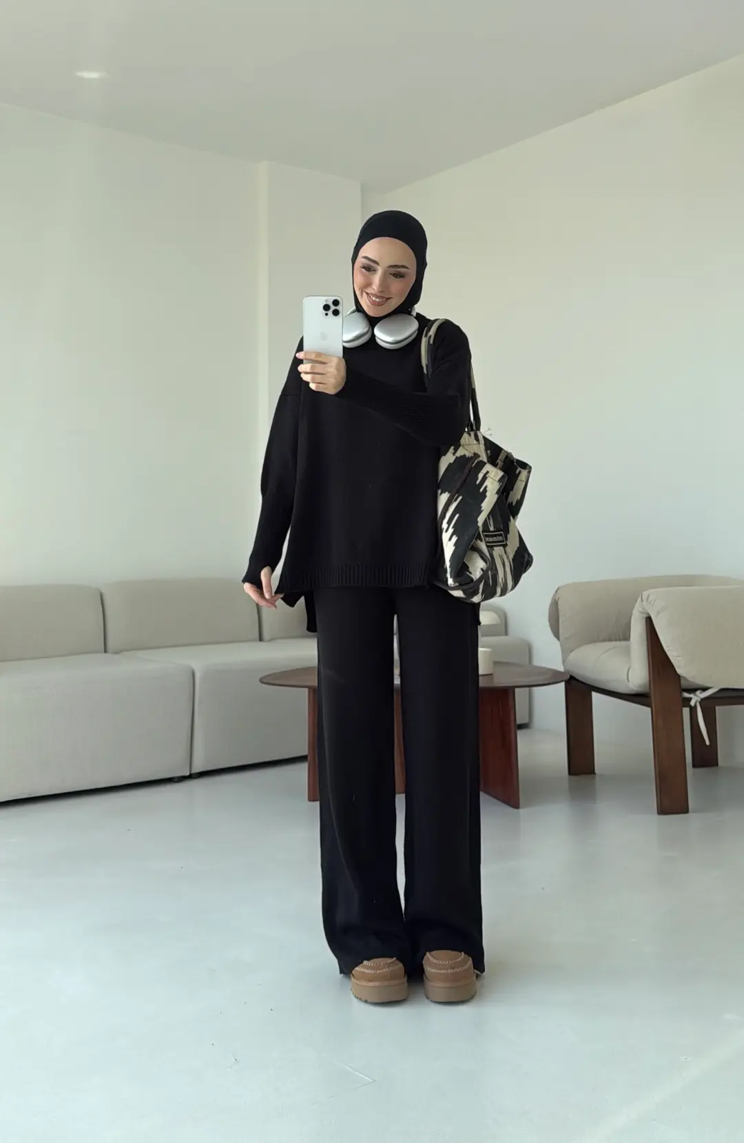 Parmak Geçmeli Triko Takım Siyah - Görsel 6