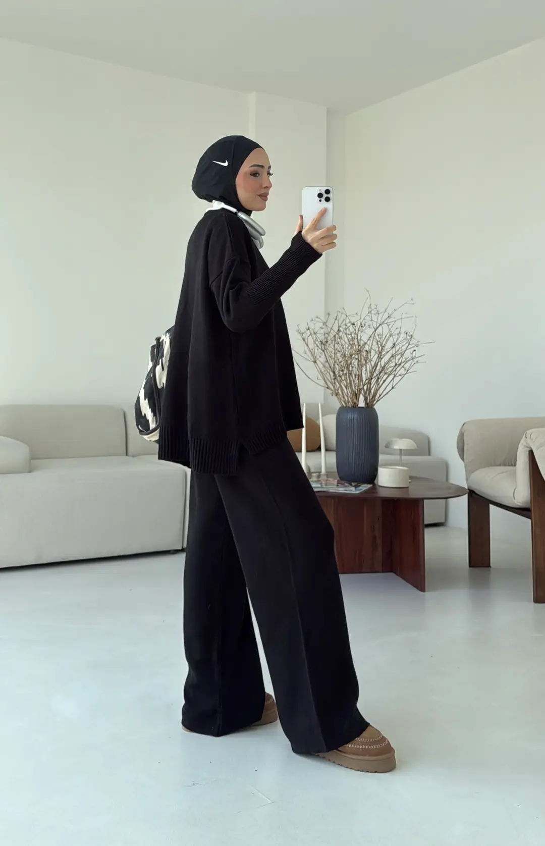 Parmak Geçmeli Triko Takım Siyah - Görsel 7