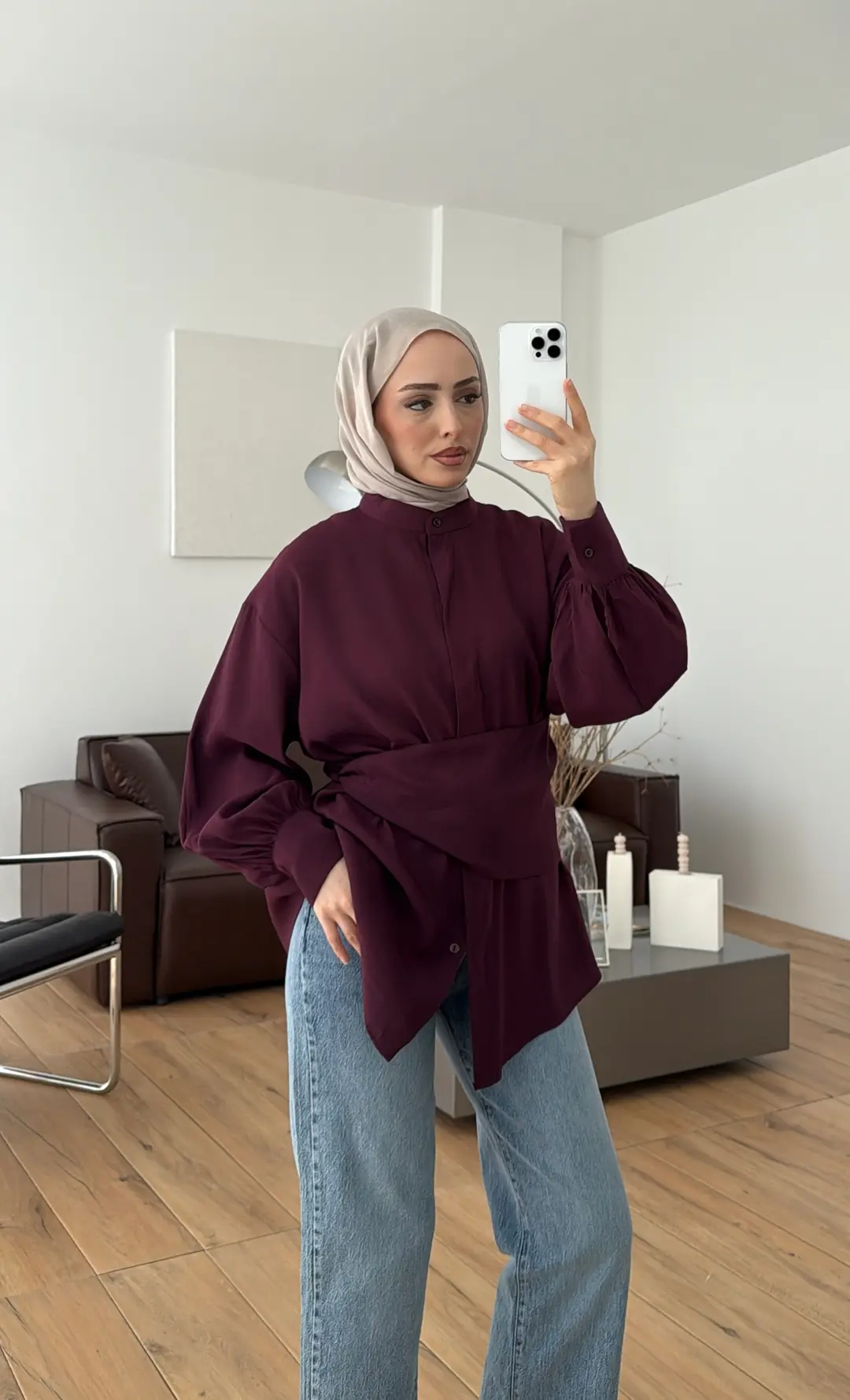 Patlı Gömlek Bordo - Görsel 2