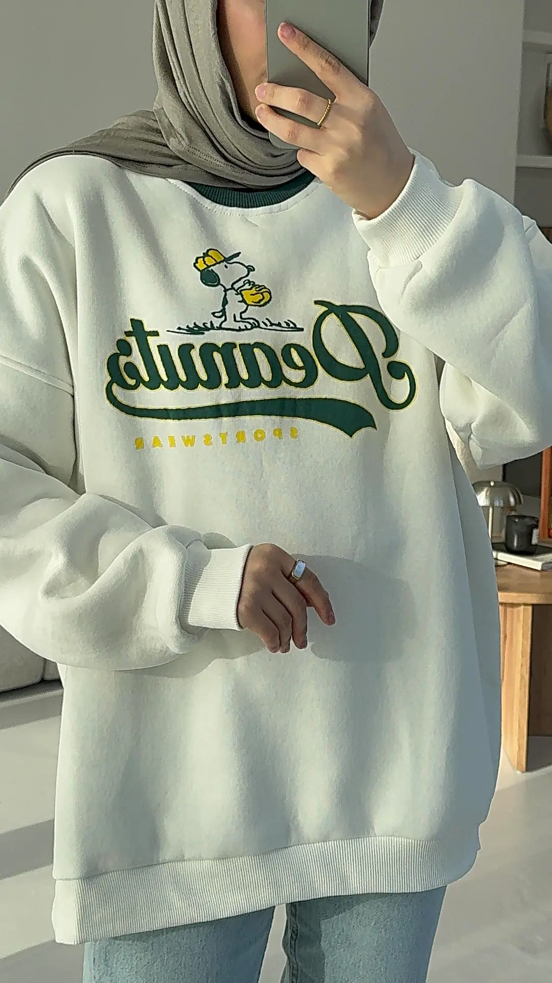 Peanuts Baskılı Oversize Sweatshirt - Görsel 2