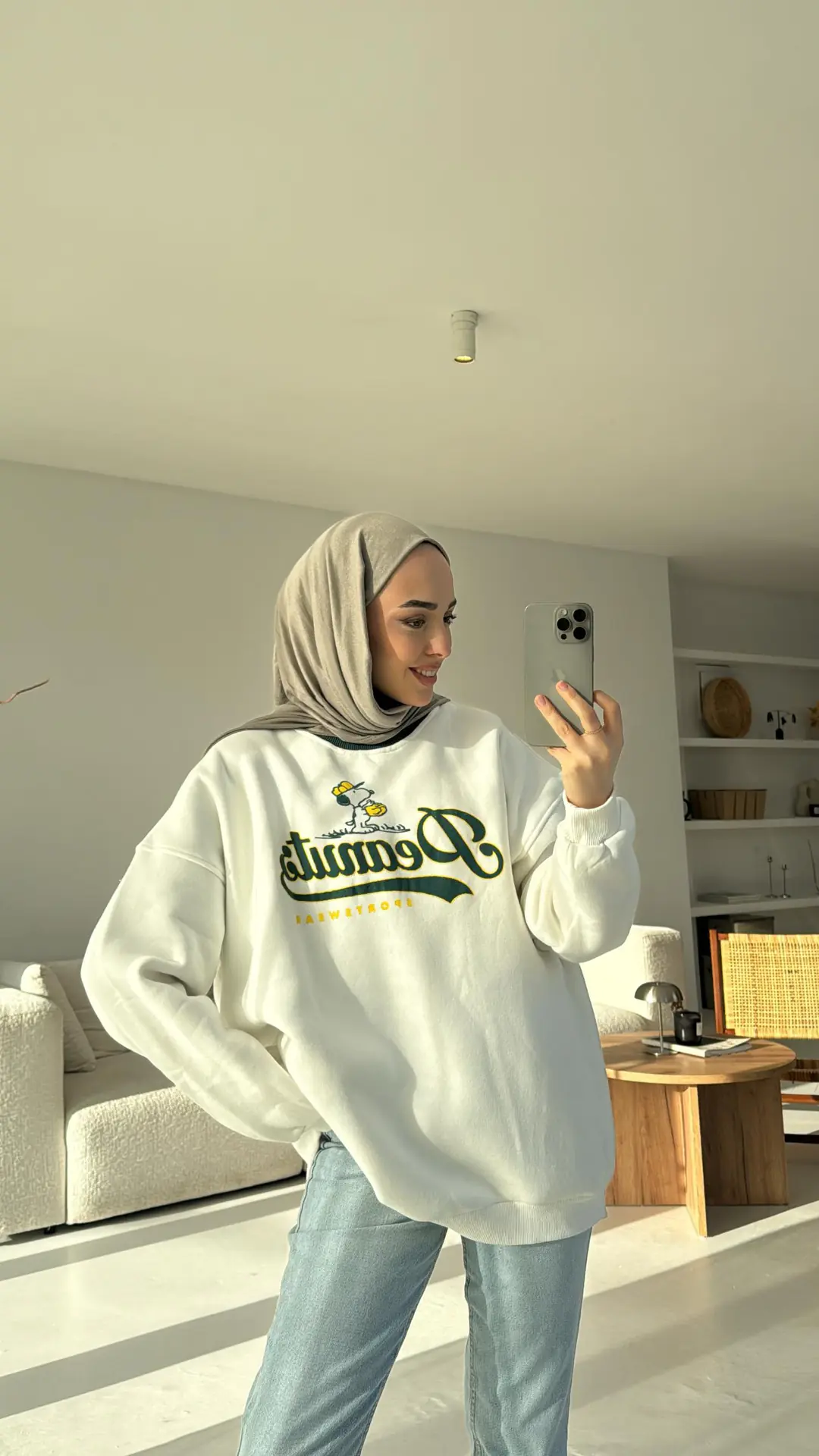 Peanuts Baskılı Oversize Sweatshirt - Görsel 5