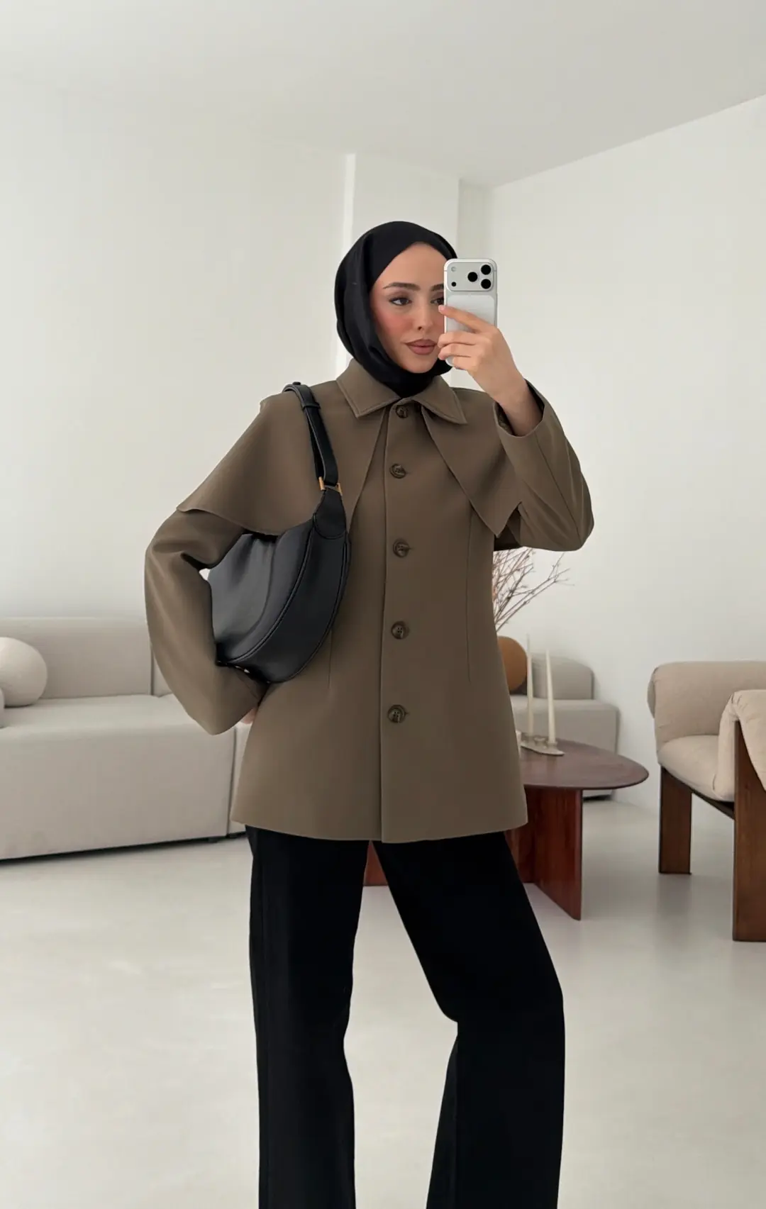 Pelerin Detay Fit Ceket Haki - Görsel 5