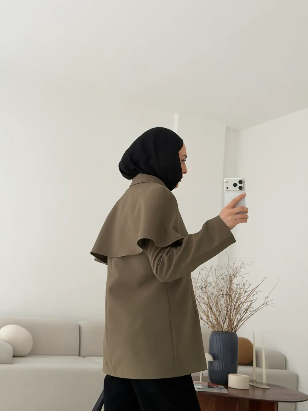 Pelerin Detay Fit Ceket Haki - Görsel 7