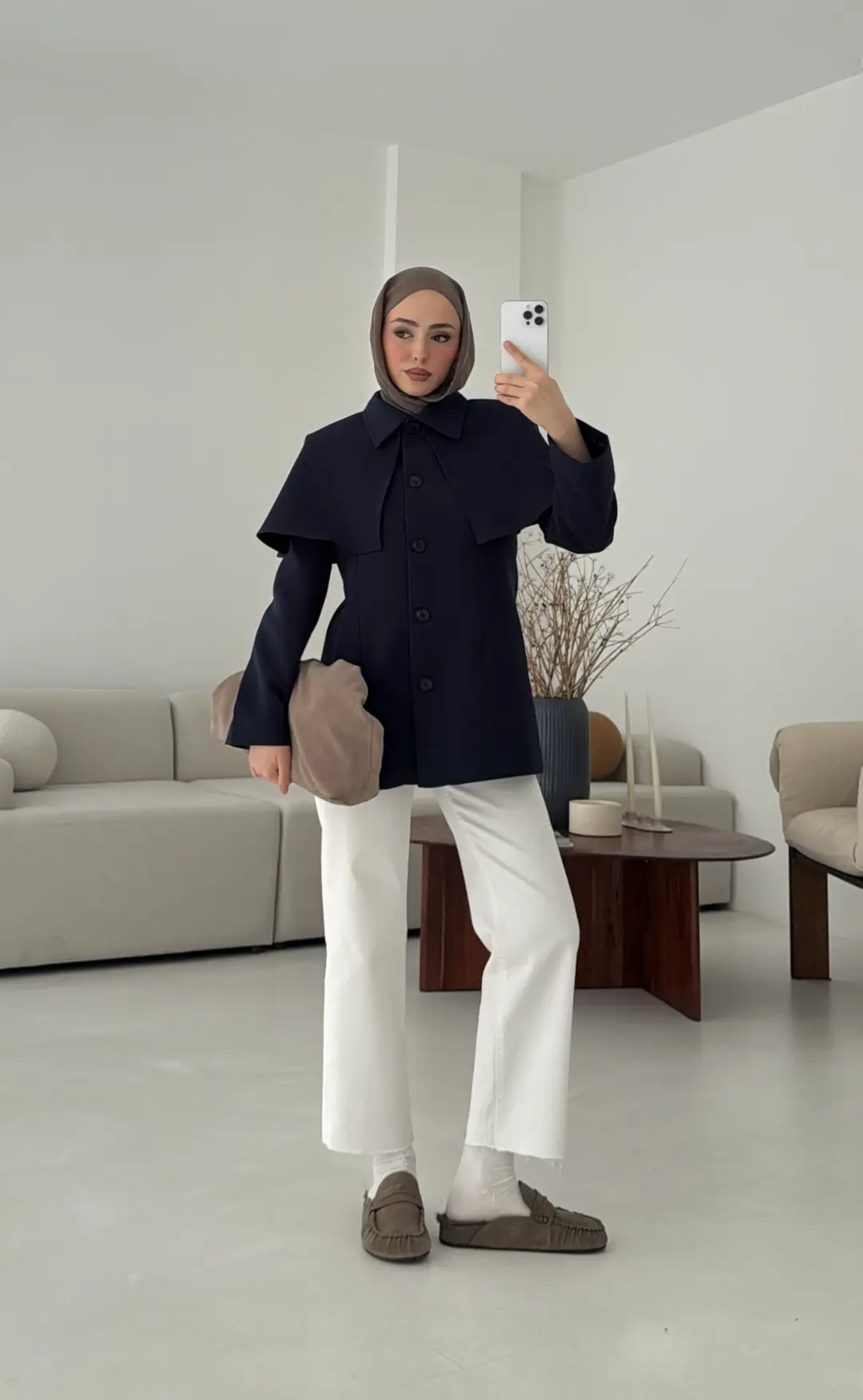 Pelerin Detay Fit Ceket Lacivert - Görsel 2