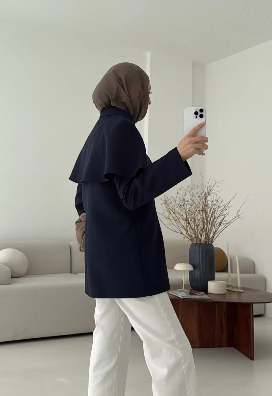 Pelerin Detay Fit Ceket Lacivert - Görsel 3