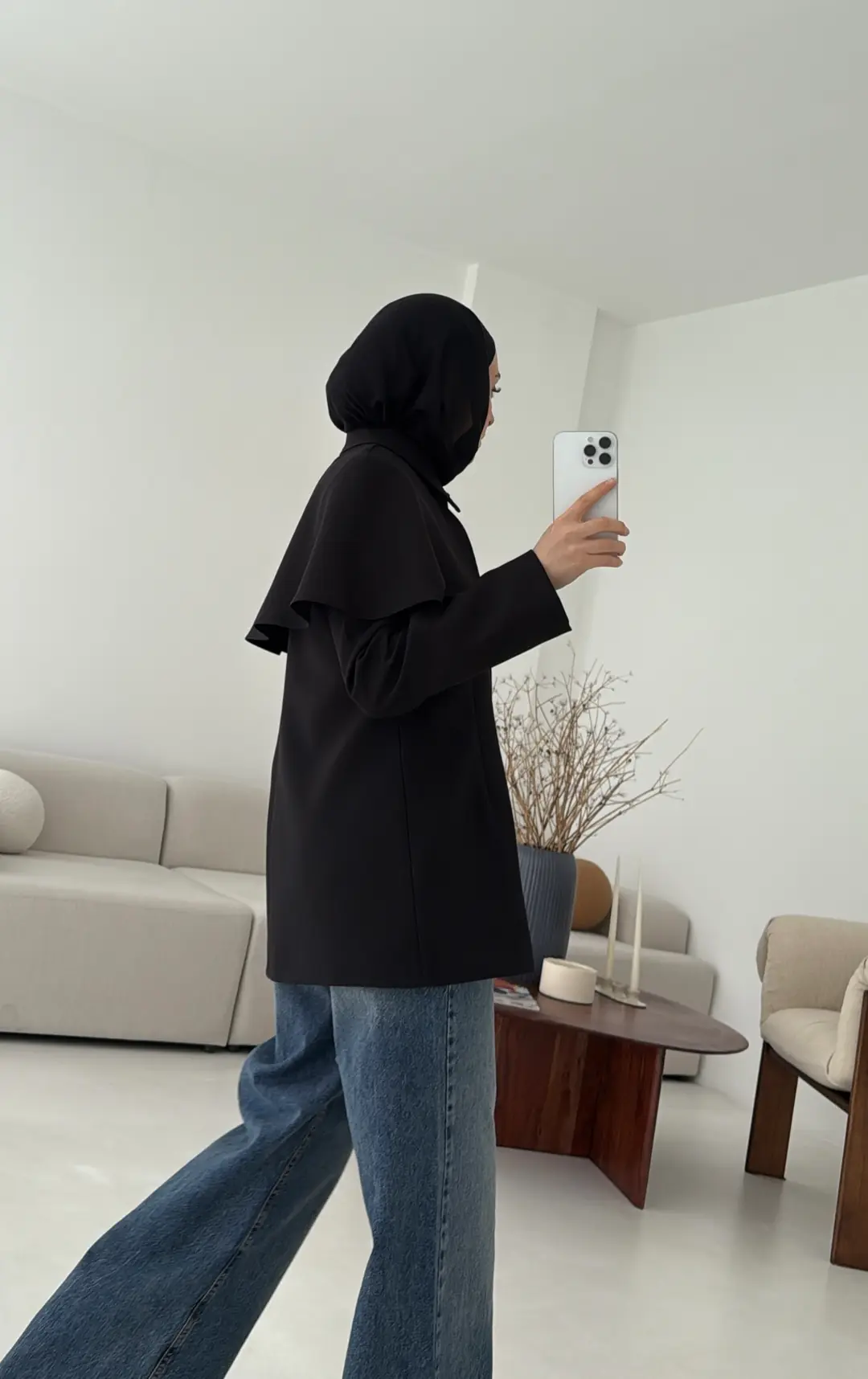 Pelerin Detay Fit Ceket Siyah - Görsel 2