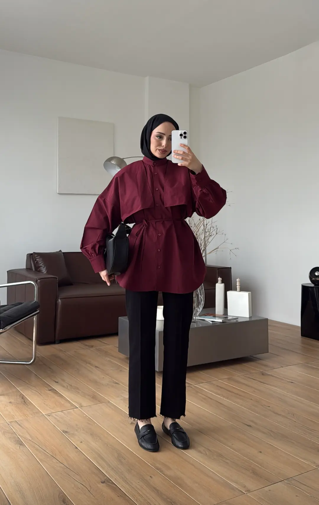 Pelerin Gömlek Bordo - Görsel 2