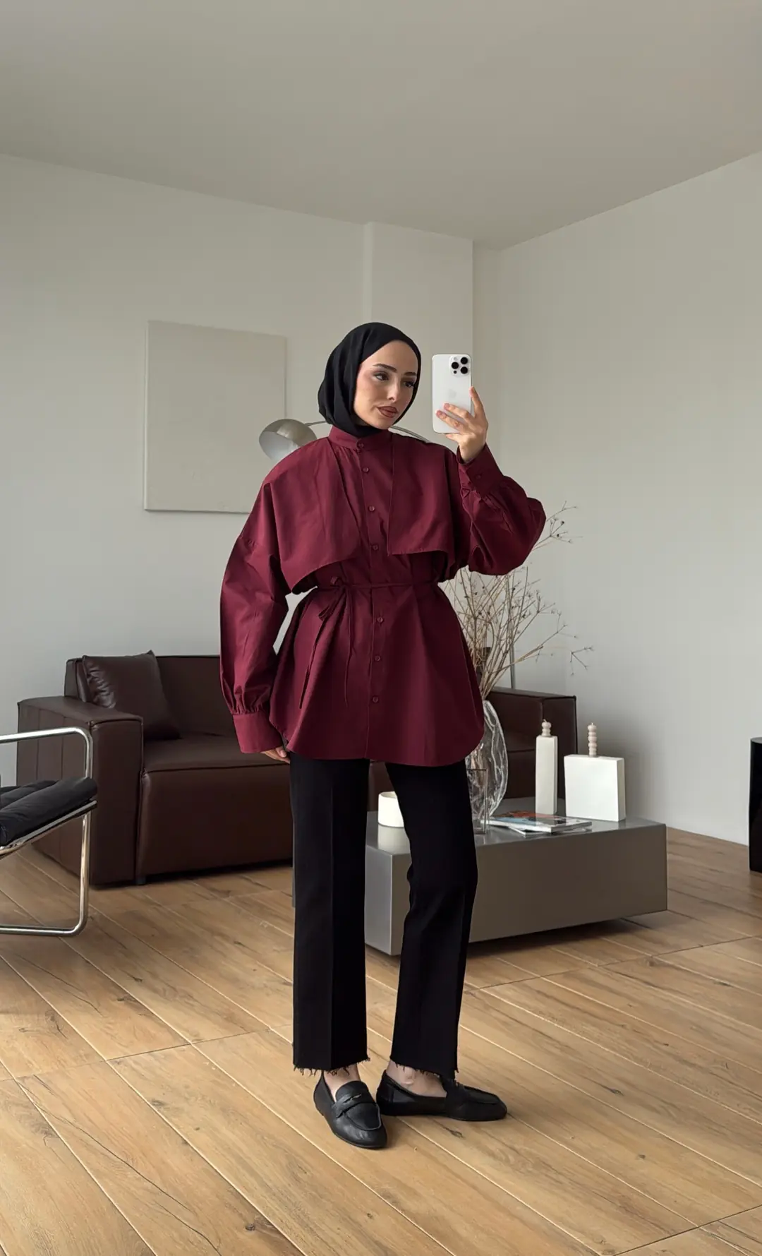 Pelerin Gömlek Bordo - Görsel 4