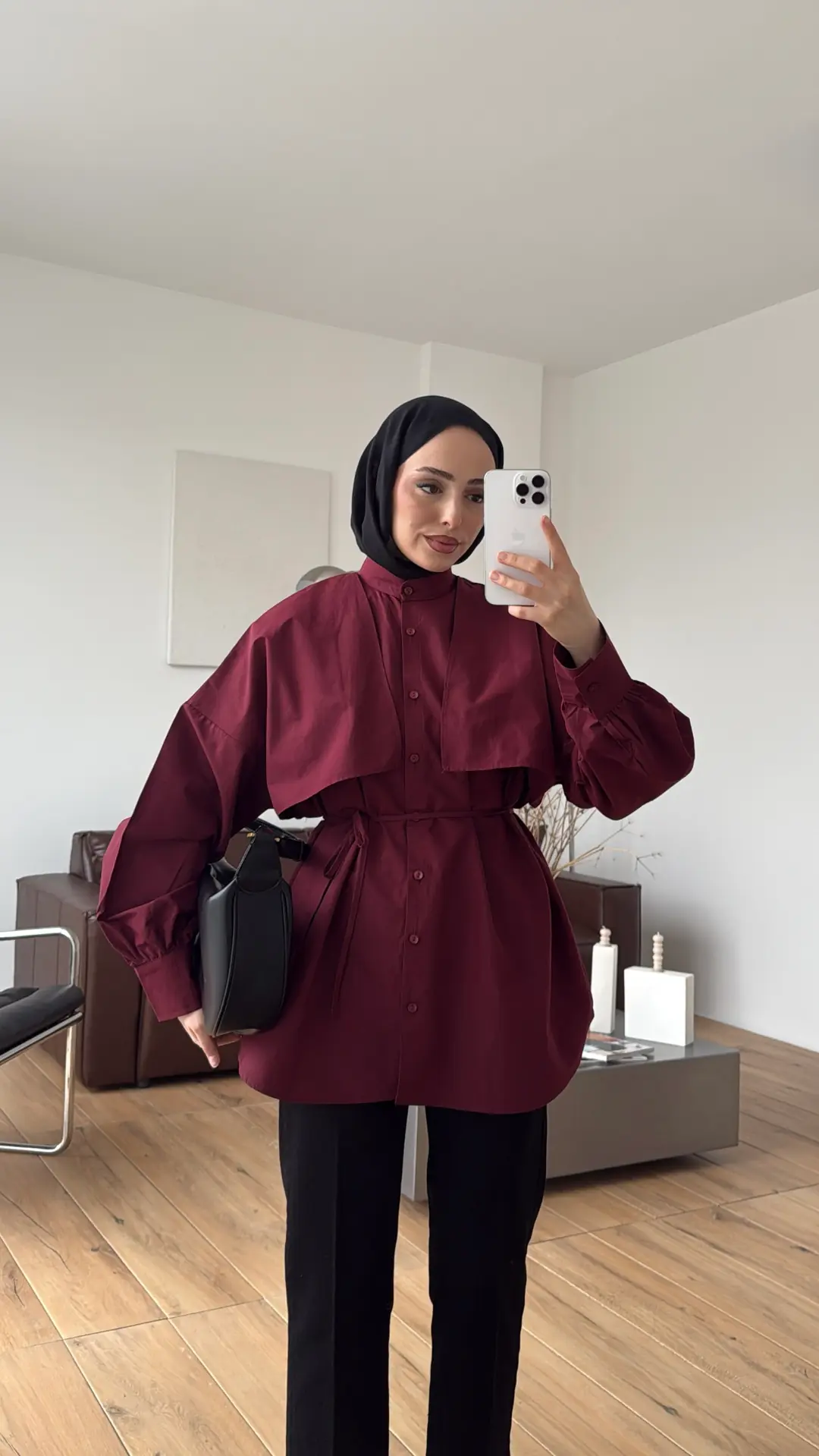 Pelerin Gömlek Bordo - Görsel 8