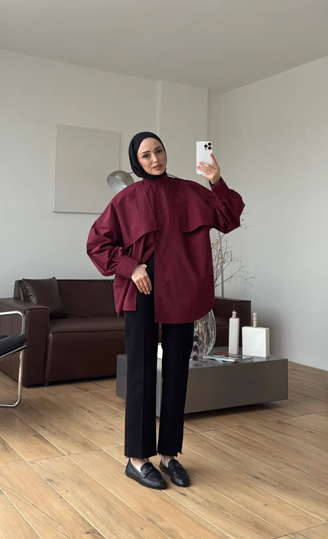 Pelerin Gömlek Bordo - Görsel 9