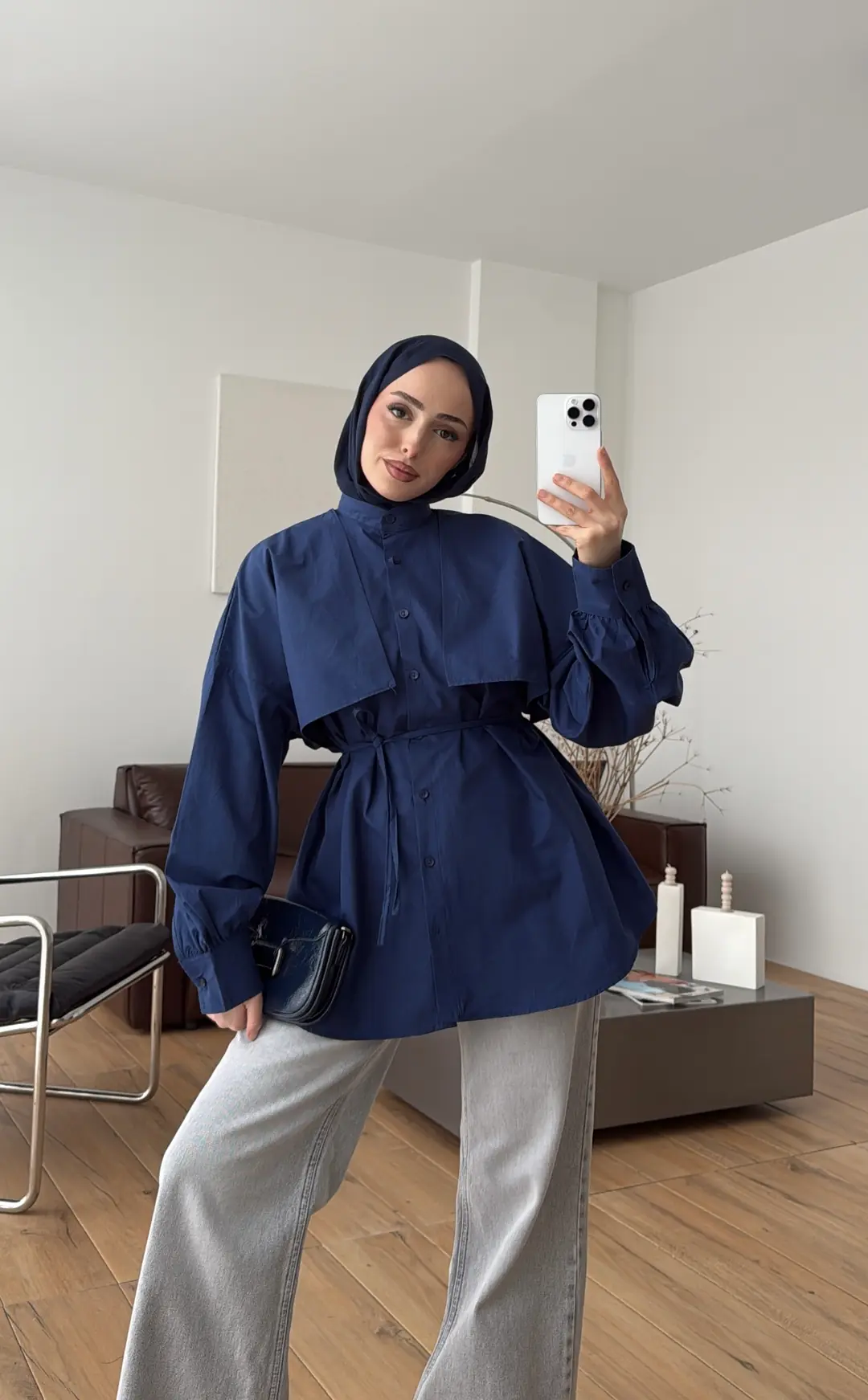 Pelerin Gömlek Lacivert - Görsel 10