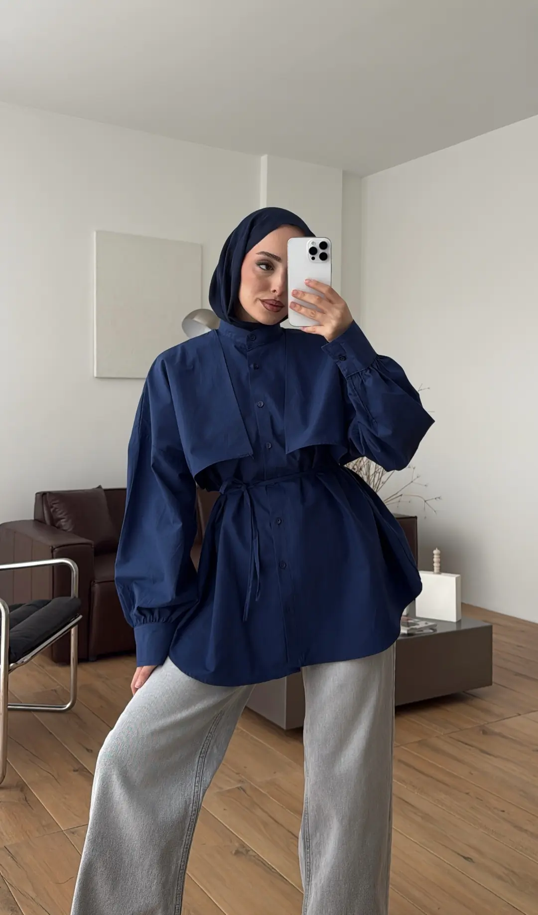 Pelerin Gömlek Lacivert - Görsel 4