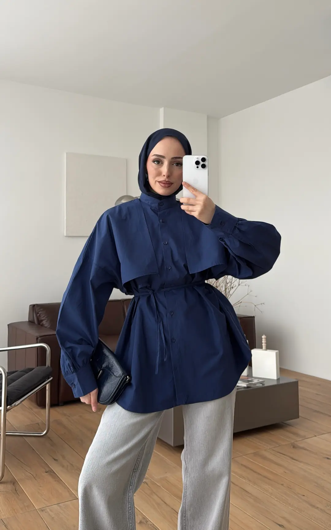 Pelerin Gömlek Lacivert - Görsel 8