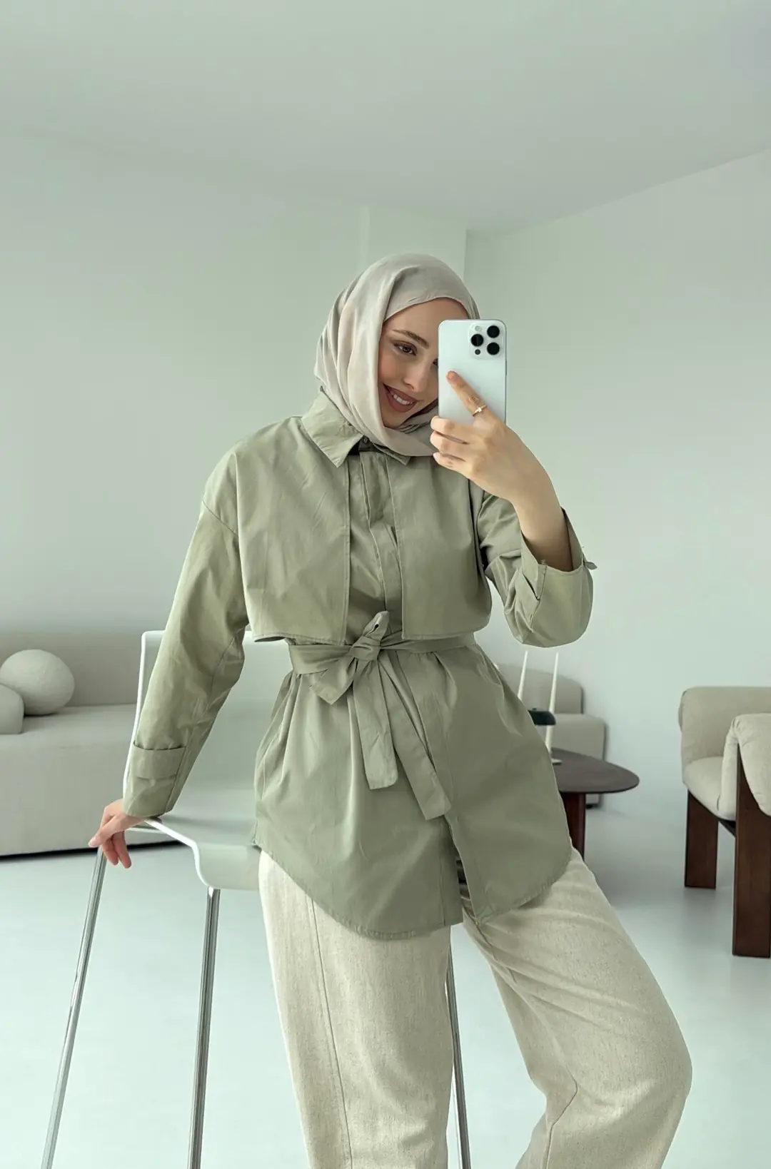 Pelerinli Haki Gömlek