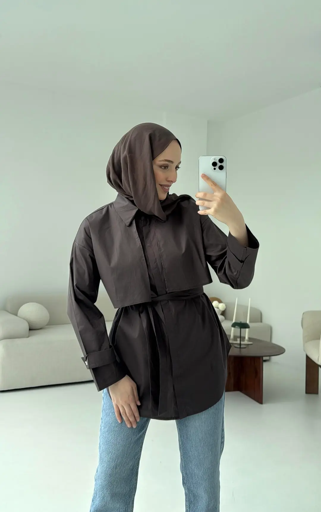 Pelerinli Kahve Gömlek - Görsel 2