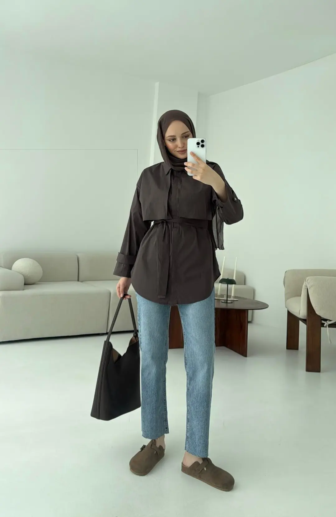 Pelerinli Kahve Gömlek - Görsel 6