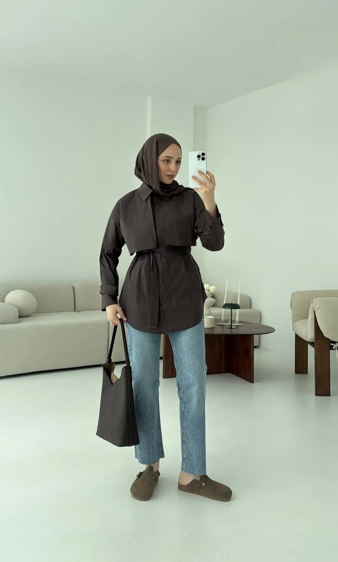 Pelerinli Kahve Gömlek - Görsel 7