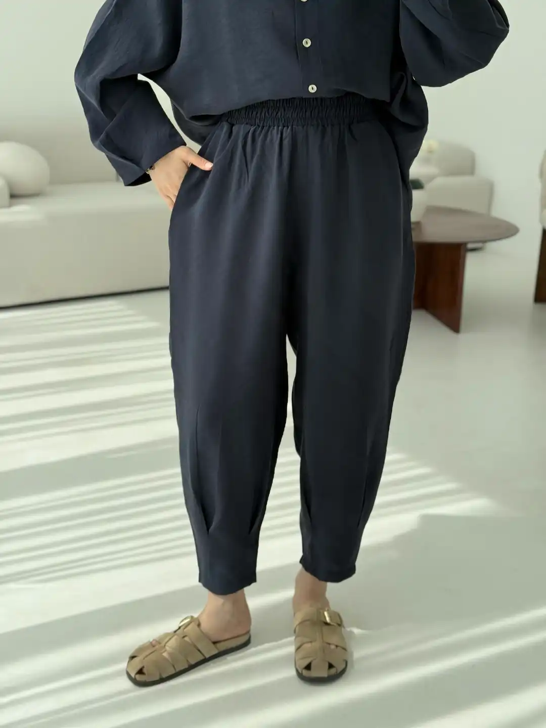 Pens Detay Tencel Takım Lacivert - Görsel 8