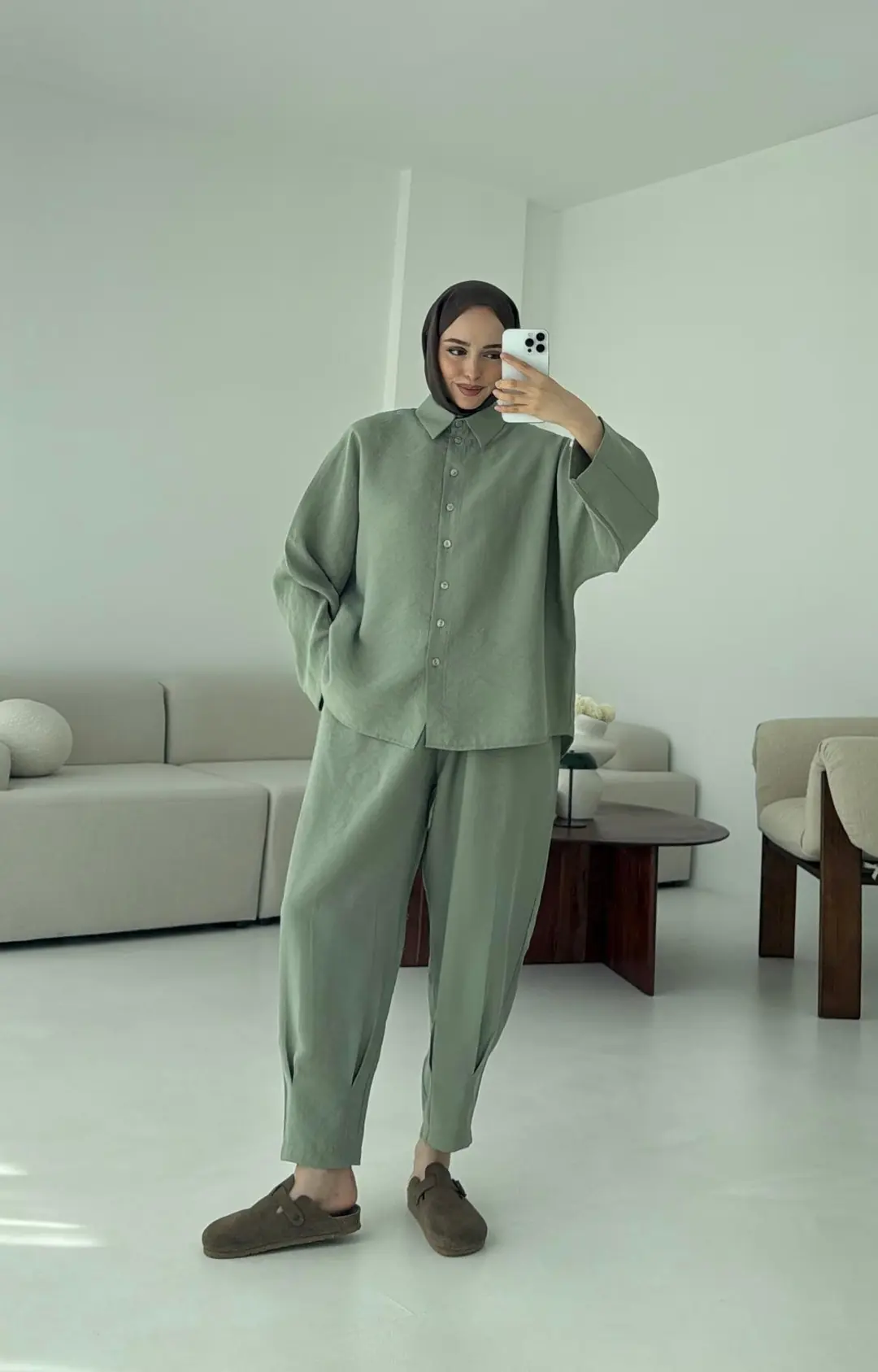 Pens Detay Tencel Takım Mint Yeşili - Görsel 5