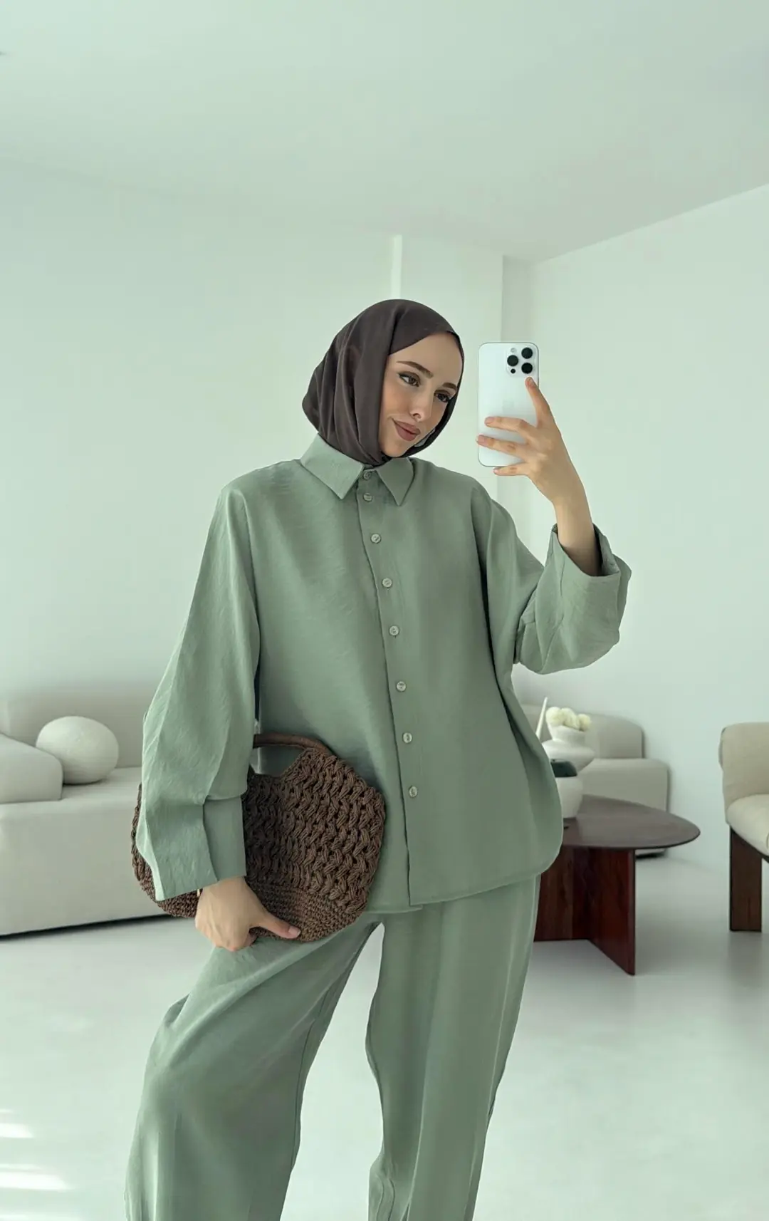 Pens Detay Tencel Takım Mint Yeşili - Görsel 8