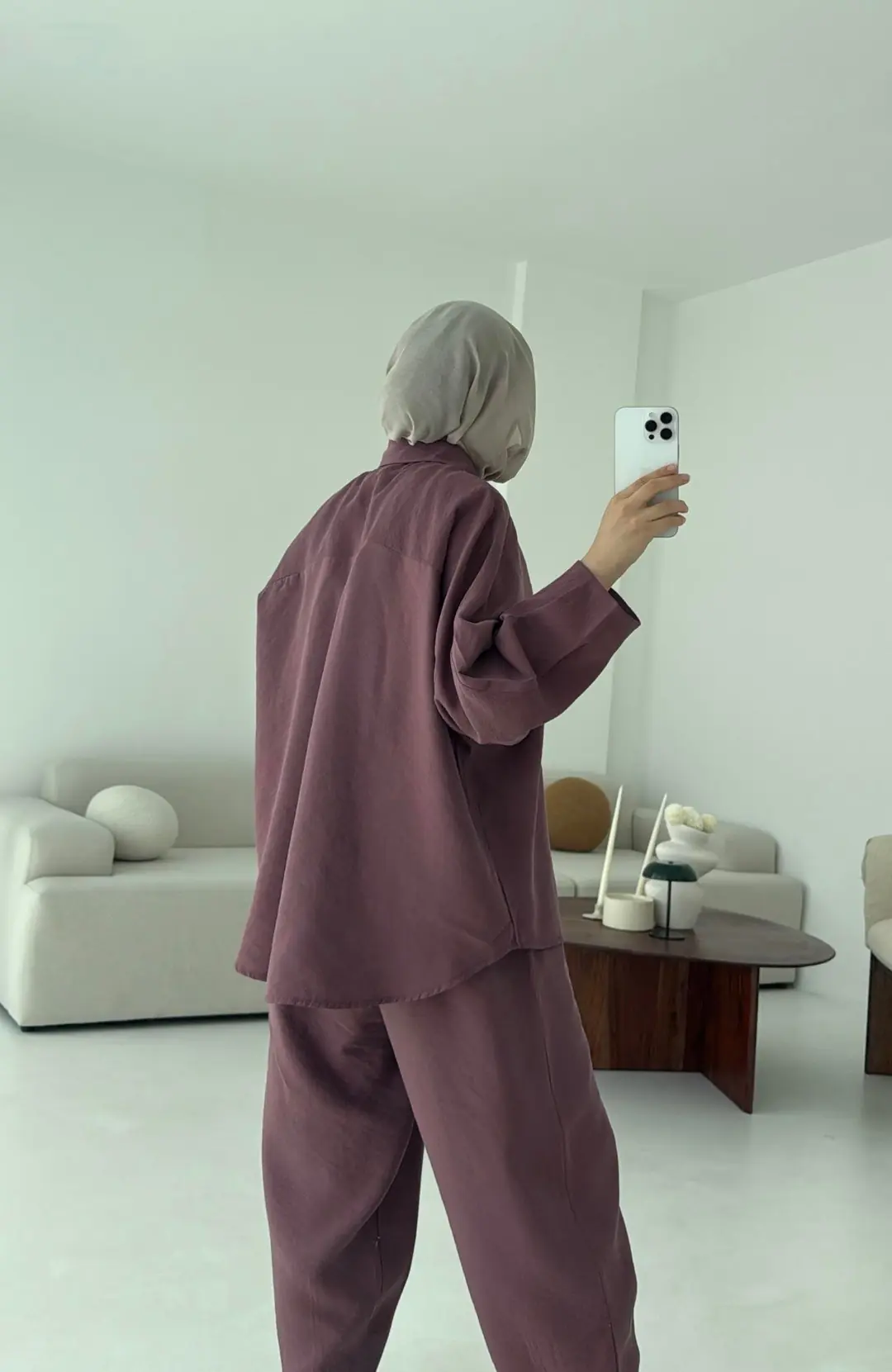 Pens Detay Tencel Takım Mürdüm - Görsel 4