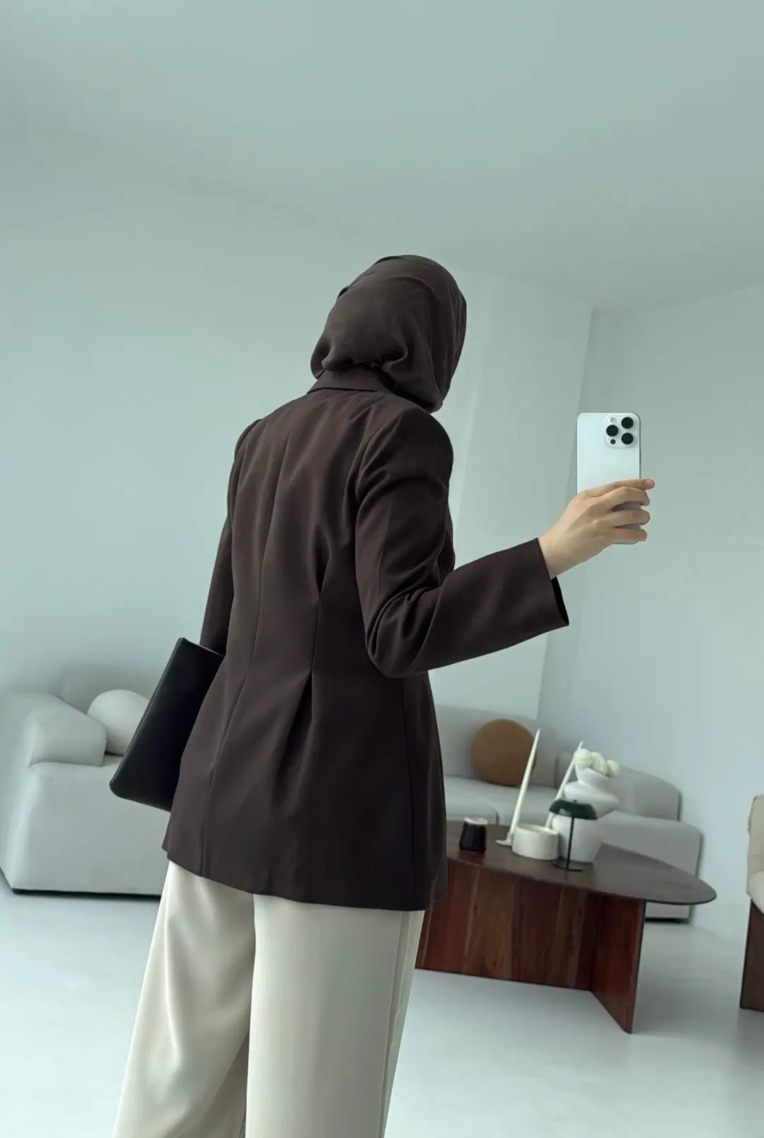 Pile Detay Blazer Ceket Kahve - Görsel 2