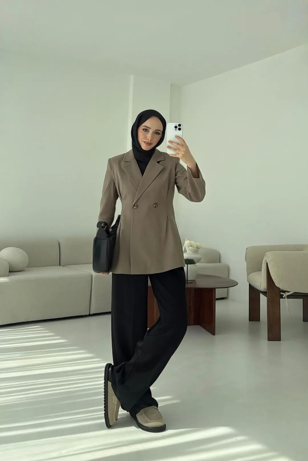 Pile Detay Blazer Ceket Vizon - Görsel 5