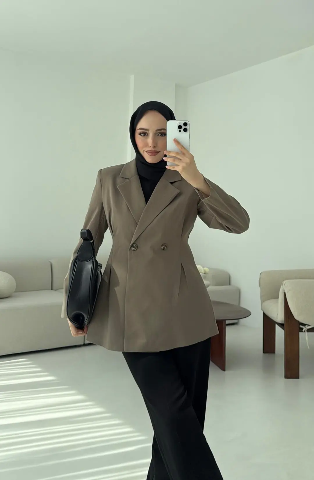 Pile Detay Blazer Ceket Vizon - Görsel 6