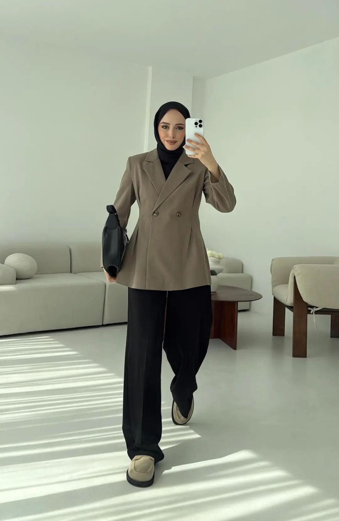 Pile Detay Blazer Ceket Vizon - Görsel 7