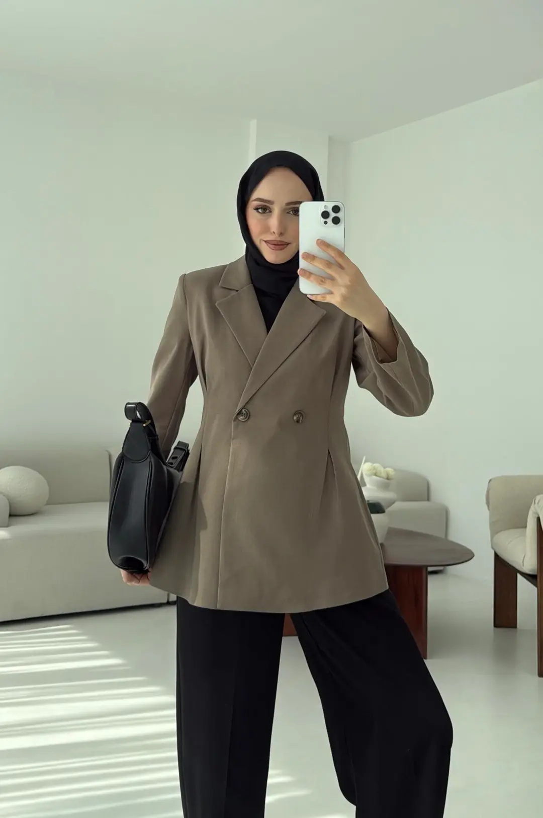 Pile Detay Blazer Ceket Vizon - Görsel 8