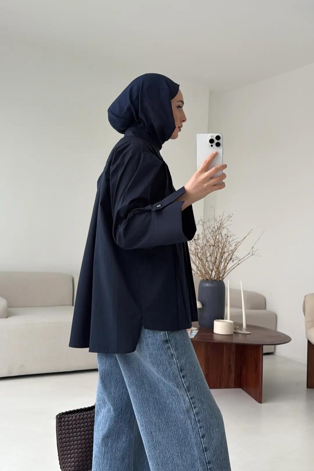 Pile Detay Gömlek Lacivert - Görsel 2