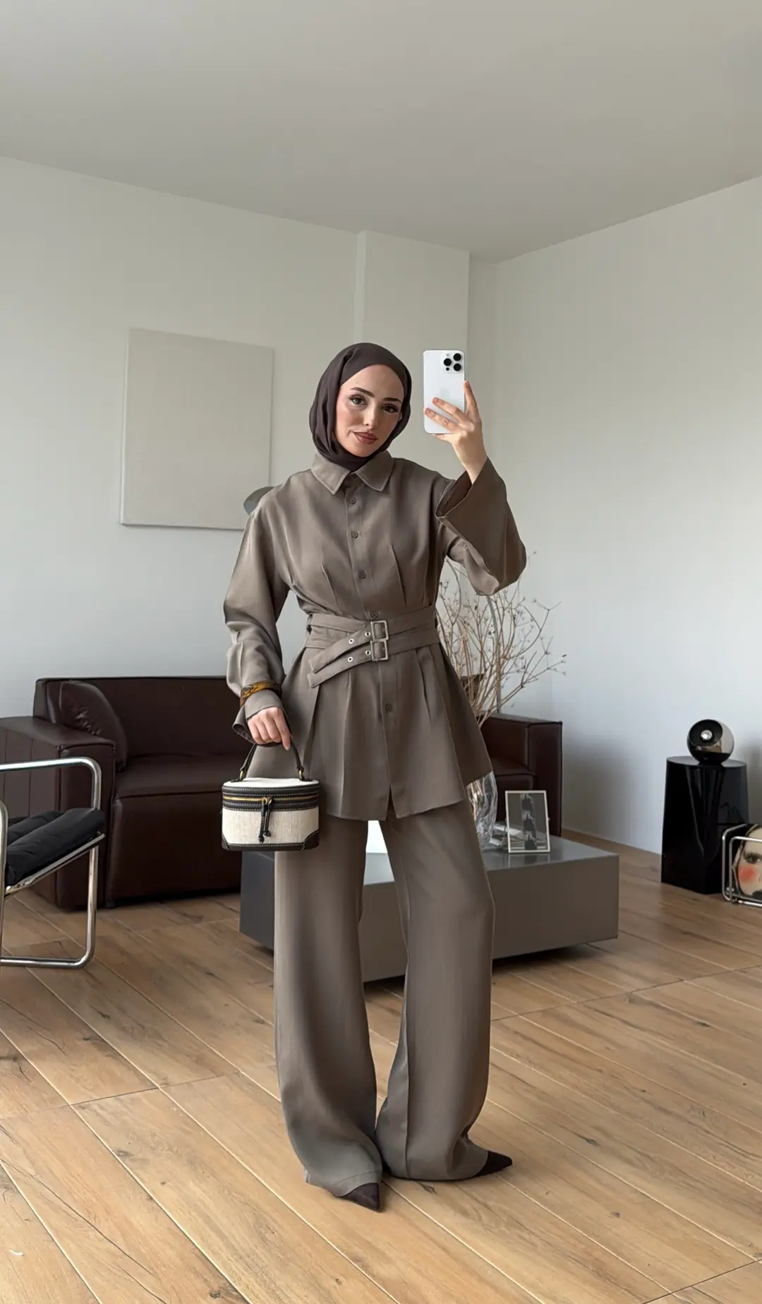 Pile Detay Kemerli Takım Haki - Görsel 7