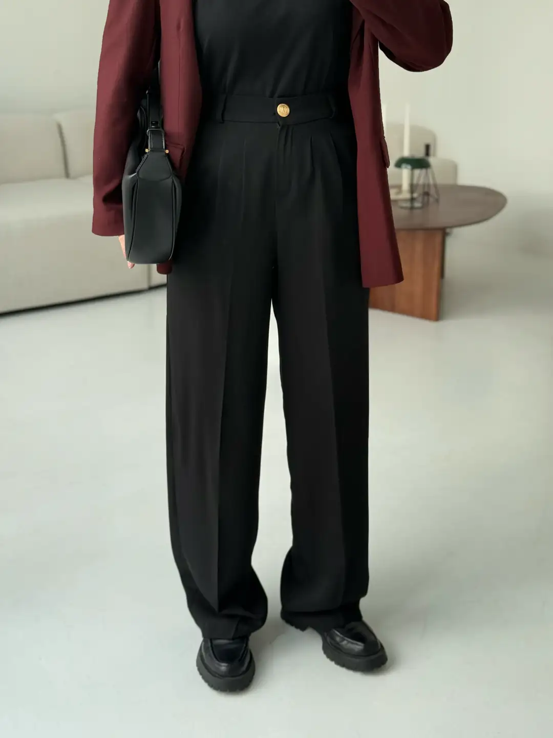 Pileli Palazzo Siyah Pantolon - Görsel 2