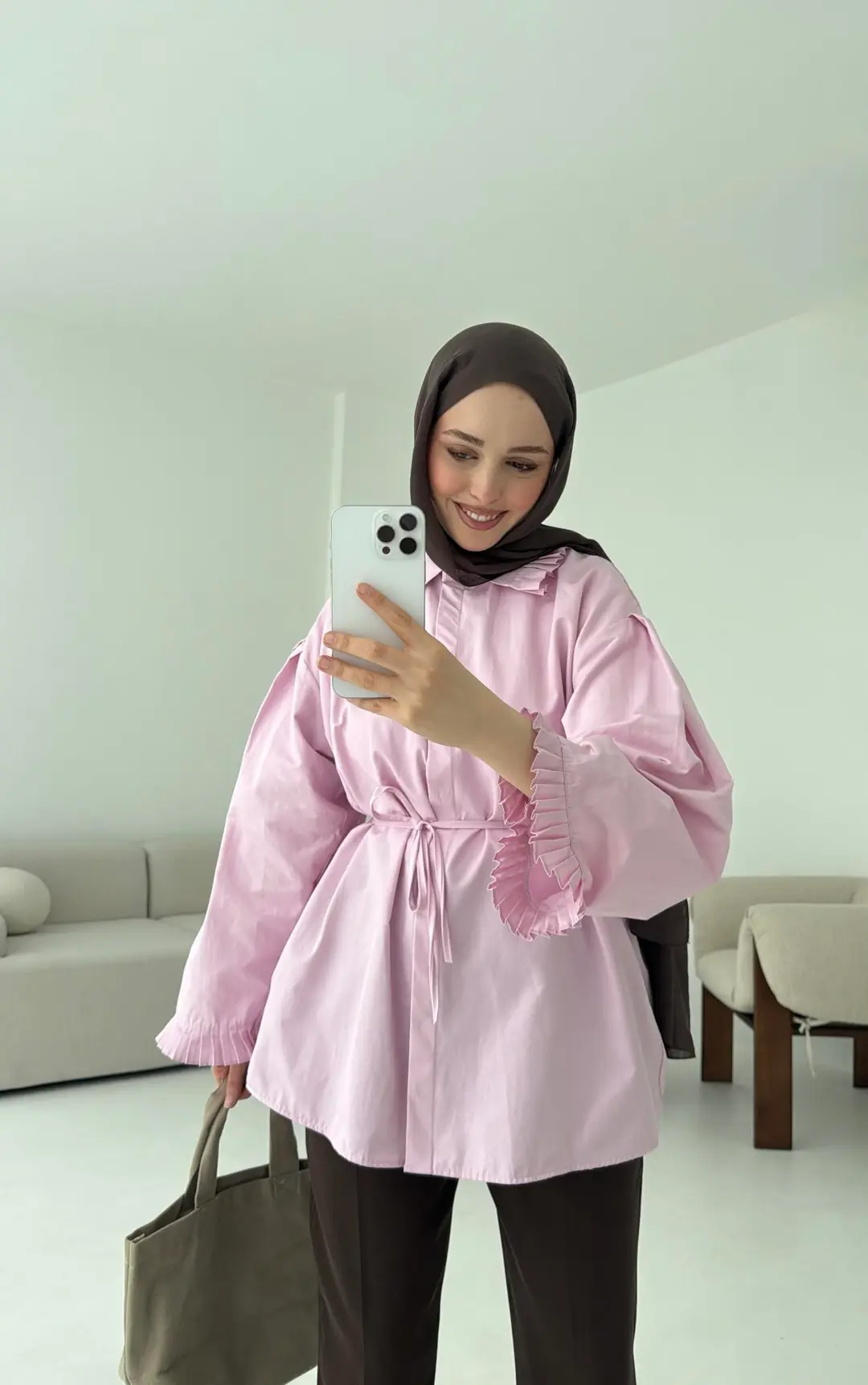 Pilise Detaylı Gömlek Pembe