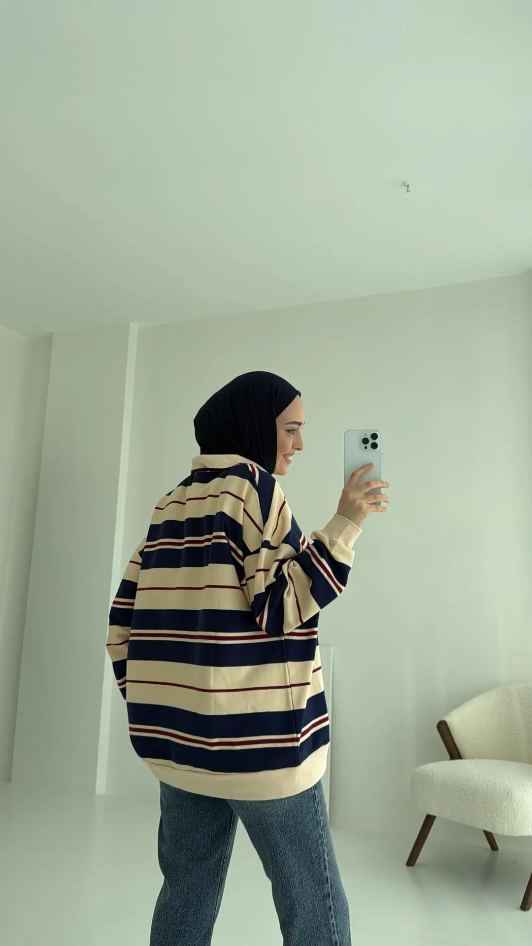 Polo Yaka Lacivert Sweatshirt