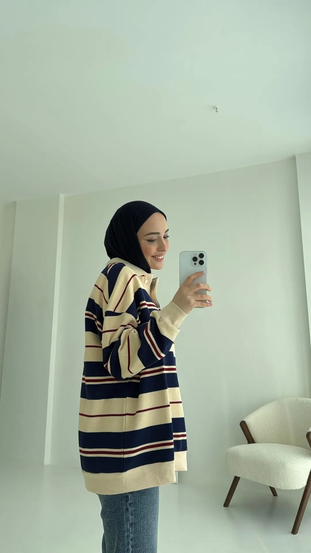 Polo Yaka Lacivert Sweatshirt - Görsel 2